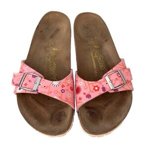 Papillio Birkenstock Birkis Pink Floral Buckle Sandals Slide-on Women’s Sz 8 38